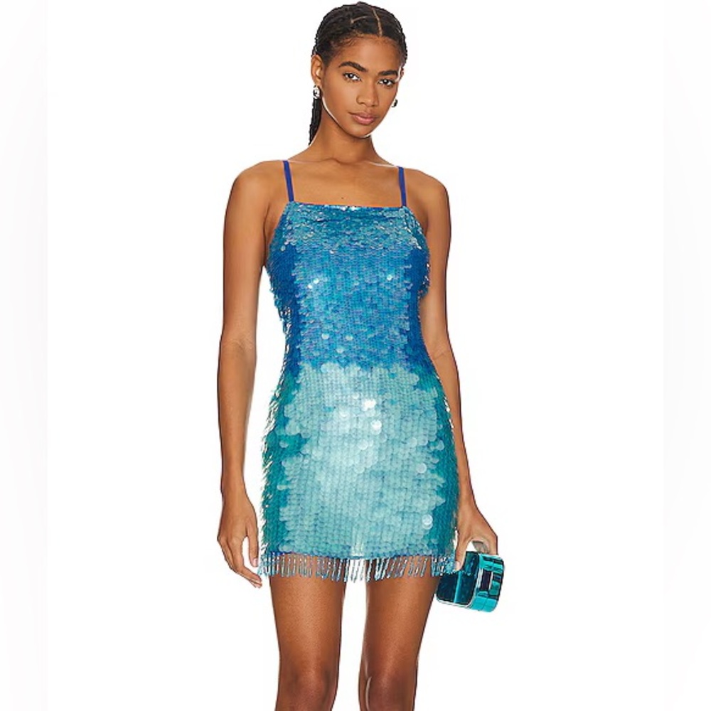 Blue Sequin Mini Dress